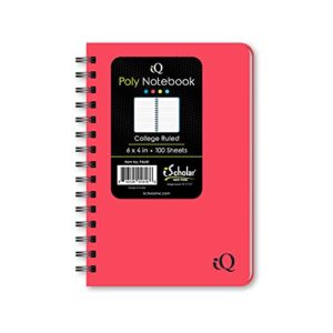 ischolar double wire poly memo book, 6 x 4", side open, color will vary (94640)