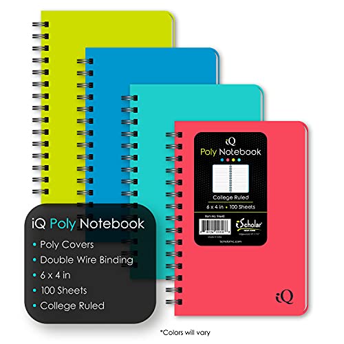 iScholar Double Wire Poly Memo Book, 6 x 4", Side Open, Color will Vary (94640)