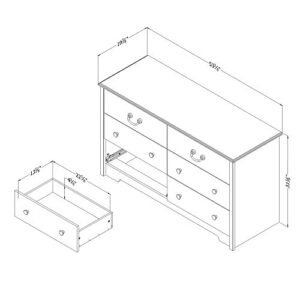 South Shore Aviron 6-Drawer Double Dresser, Blueberry