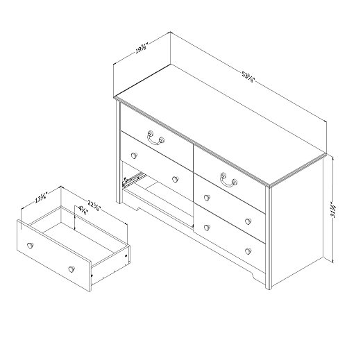 South Shore Aviron 6-Drawer Double Dresser, Blueberry