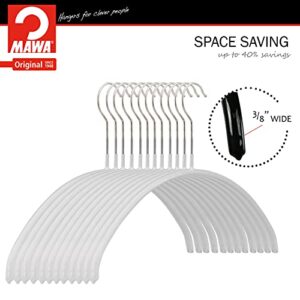 MAWA Euro Series Non-Slip Space Saving Clothes Hanger, Set of 10, White Style 40/P, Pack of 10, 10 Count (14138)