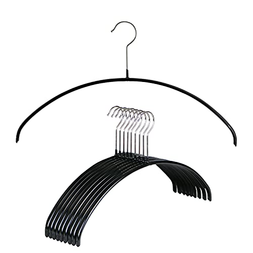 MAWA Euro Series Non-Slip Space Saving Clothes Hanger, Set of 10, Black Style 40/P, Pack of 10 (14118)