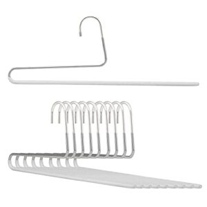mawa by reston lloyd reverse hook trouser series non-slip space-saving clothes hanger with single rod for pants, style kh/35u, set of 10, white