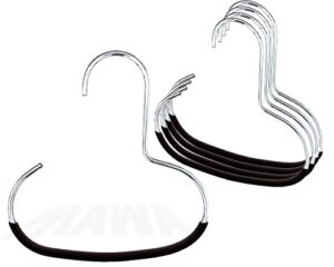 mawa by reston lloyd accessory non-slip space-saving clothes hanger hook for scarves, style g1, set of 5, black