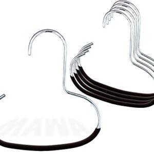 Mawa by Reston Lloyd Accessory Non-Slip Space-Saving Clothes Hanger Hook for Scarves, Style G1, Set of 5, Black