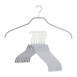 mawa reston lloyd silhouette series non-slip space saving clothes hanger for shirts and dresses, style 41/f, set of 10, silver, pack of 10, 10 piece (12148)