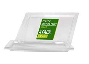 party bargains 16" x 11" plastic serving trays - (4 pack) disposable clear plastic trays, excellent for weddings, buffets, birthday parties