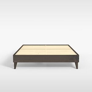 eLuxurySupply Wood Bed Frame | Made with 100% New Zealand Pine | Solid Mattress Platform Foundation Pressed Pine Slats | Easy Assembly | Califonia King - Grey Barn Wood