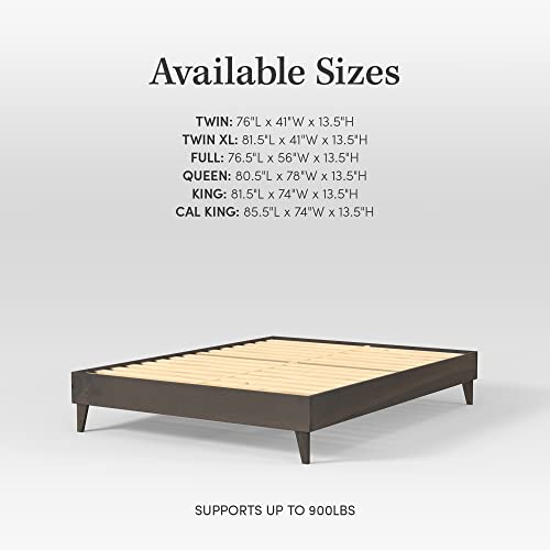 eLuxurySupply Wood Bed Frame | Made with 100% New Zealand Pine | Solid Mattress Platform Foundation Pressed Pine Slats | Easy Assembly | Califonia King - Grey Barn Wood