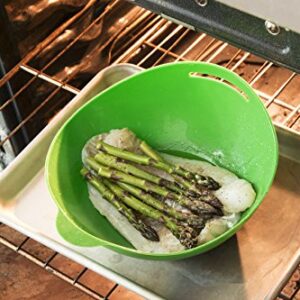 Microwave Vegetable Steamer | Omelet Maker | Fish Poacher | Oven Roaster | Cloche Bread Baker | BPA Free Microwave Cooking | Easy Pod by Cestari Kitchen (Original Easy Pod, Jade Green)