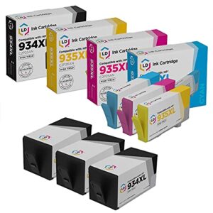 ld remanufactured replacement for hp 935xl & hp 934xl ink cartridges for hp printers officejet 6812, 6815, officejet pro 6230, 6830, 6835 high yield (3 black, 1 cyan, 1 magenta, 1 yellow, 6-pack)