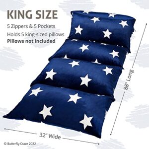 Butterfly Craze Floor Pillow Case, Mattress Bed Lounger Cover, Star Navy, King, Cozy Seating Solution for Kids & Adults, Recliner Cushion, Perfect for Reading, TV Time, Sleepovers, & Toddler Nap Mat