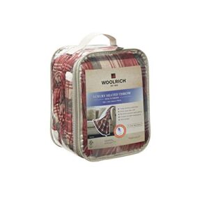 Woolrich Plaid Electric Blanket Throw Plush reverse Sherpa oversize with 3 Heat Level Setting Controller, 60x70, Tasha Red