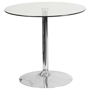 flash furniture hills 31.5'' round glass table with 29''h chrome base