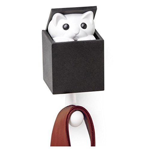 Qualy Kitt-a-Boo Peeping Cat Wall Hook Coathook Hanger Black Brown (Black)