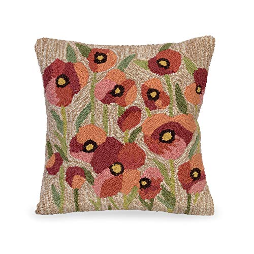 Liora Manne Frontporch Indoor/Outdoor Pillow, 18" Square, Poppies Neutral