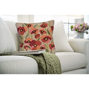 Liora Manne Frontporch Indoor/Outdoor Pillow, 18" Square, Poppies Neutral