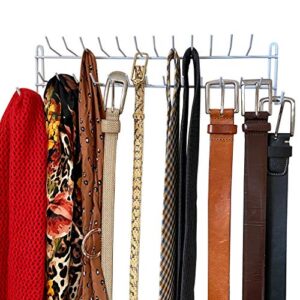 evelots closet wall mount hanging accessory organizer racks, holds belts, ties, scarves, necklaces, handbags, 27 hooks, holds 20 lbs