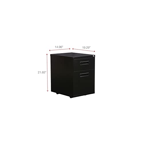 Alera ALEPABFBL Two-Drawer 14.96 in. x 19.29 in. x 21.65 in. Metal Pedestal File Cabinet - Black