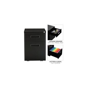 Alera ALEPABFBL Two-Drawer 14.96 in. x 19.29 in. x 21.65 in. Metal Pedestal File Cabinet - Black