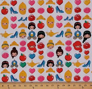 cotton princess toss disney princesses emojis emojiland cotton fabric print by the yard (59899-g550715)
