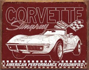 desperate enterprises corvette - 69 stingray tin sign - nostalgic vintage metal wall decor - made in usa
