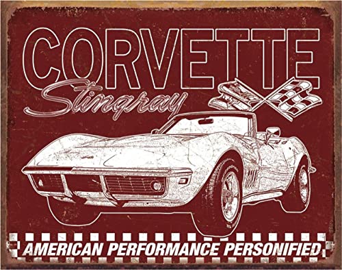 Desperate Enterprises Corvette - 69 StingRay Tin Sign - Nostalgic Vintage Metal Wall Decor - Made in USA