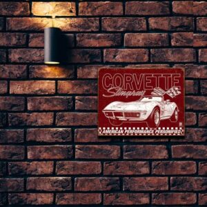 Desperate Enterprises Corvette - 69 StingRay Tin Sign - Nostalgic Vintage Metal Wall Decor - Made in USA