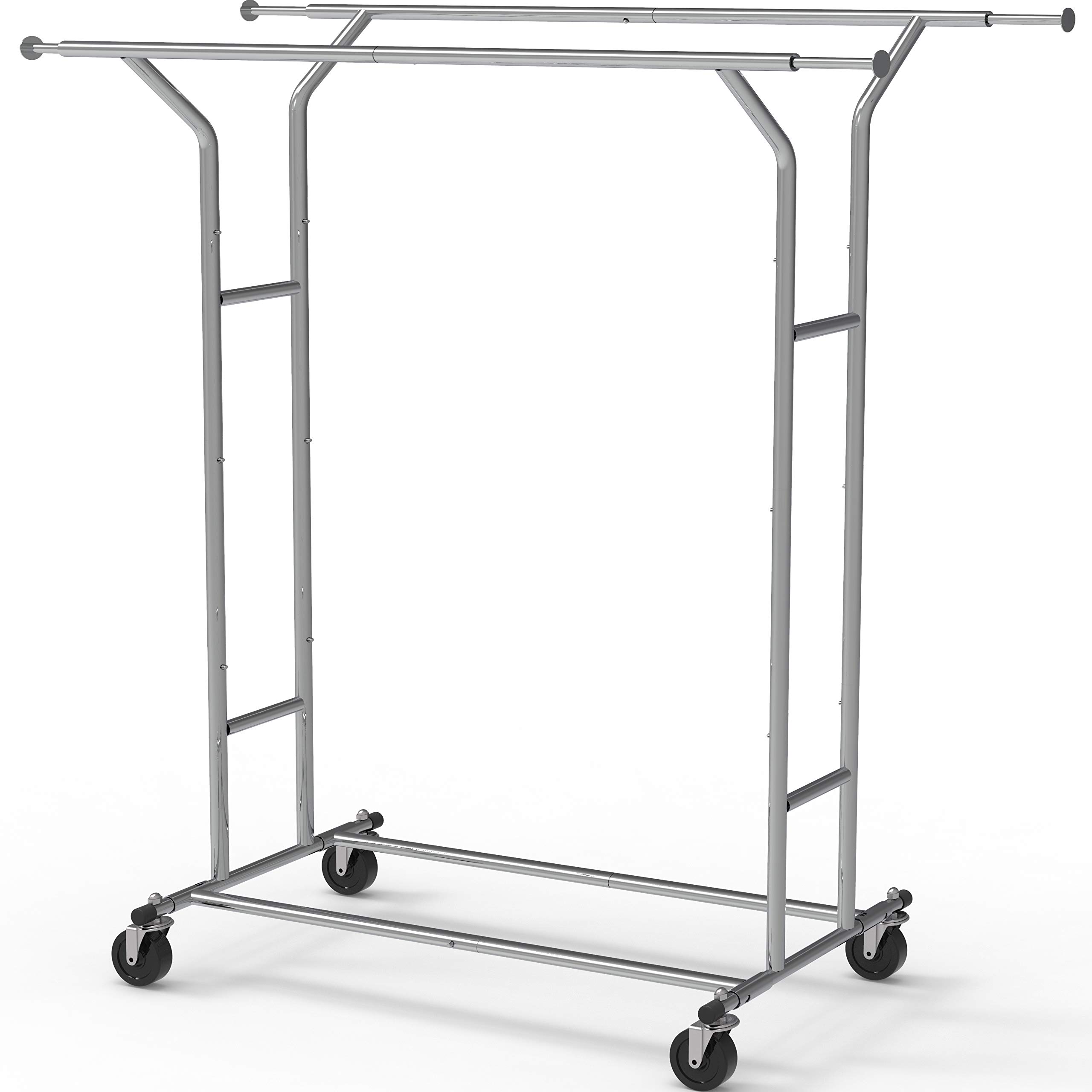 Simple Houseware Heavy Duty Double Rail Clothing Garment Rack, Chrome