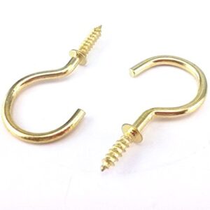 yueton 50pcs Metal Screw-in Ceiling Hooks Cup Hooks (Gold)