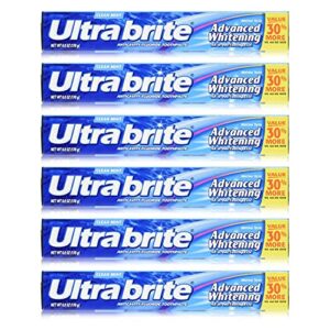 Colgate Ultra Brite Advanced Whitening Fluoride Toothpaste, Clean Mint, 6 Count