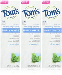 tom's of maine simply white toothpaste, clean mint, 3 count, 14.1 ounce