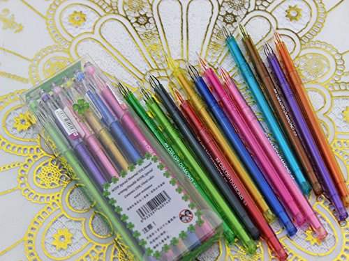 Color Gel Pens Set with Diamond Head,Colored Fine Point Ballpoint Ink Pens Markers For Adults Coloring Books (Pack of 12 Colors)