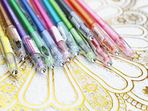 Color Gel Pens Set with Diamond Head,Colored Fine Point Ballpoint Ink Pens Markers For Adults Coloring Books (Pack of 12 Colors)