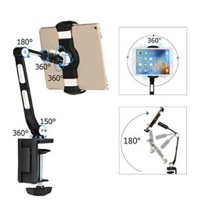 Suptek Aluminum Alloy Cell Phone Desk Mount 360° Tablet Stand and Holders Adjustable for iPad, iPhone, Samsung, Asus and More 4.7-11 inch Devices, Good for Bed, Kitchen, Office (YF208B)
