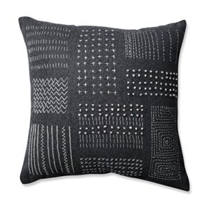 pillow perfect tribal sampler felt throw pillow, 16.5", dark melange/grey