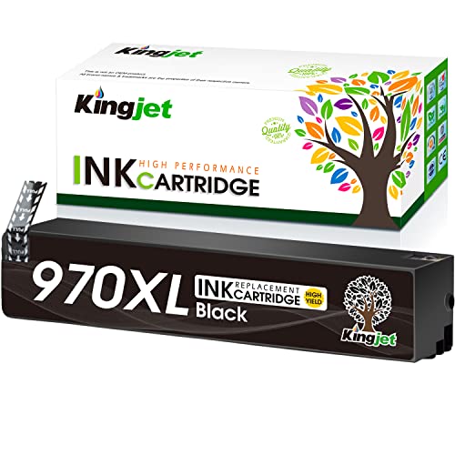 Kingjet Compatiable for HP 970XL Black Ink Cartridge Replacement for HP 970 971 970XL 971XL Work with Officejet Pro X576dw X451dn X451dw X476dw X476dn X551dw Printers, 1 Pack for HP Ink 970XL Black