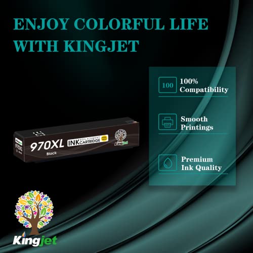 Kingjet Compatiable for HP 970XL Black Ink Cartridge Replacement for HP 970 971 970XL 971XL Work with Officejet Pro X576dw X451dn X451dw X476dw X476dn X551dw Printers, 1 Pack for HP Ink 970XL Black