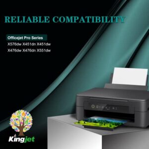 Kingjet Compatiable for HP 970XL Black Ink Cartridge Replacement for HP 970 971 970XL 971XL Work with Officejet Pro X576dw X451dn X451dw X476dw X476dn X551dw Printers, 1 Pack for HP Ink 970XL Black