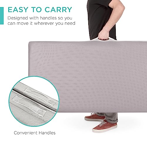 Best Choice Products 4in Portable Mattress Folding Mattress Topper Twin for Camping, Guest, Toddler, Foam Plush w/Carry Case - Gray