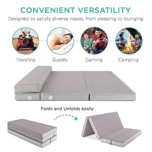 Best Choice Products 4in Portable Mattress Folding Mattress Topper Twin for Camping, Guest, Toddler, Foam Plush w/Carry Case - Gray