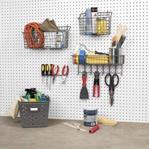 Spectrum Diversified 10" x 5" x 7" Pegboard & Wall Mount Basket, 10"L x 7"W, Industrial Gray