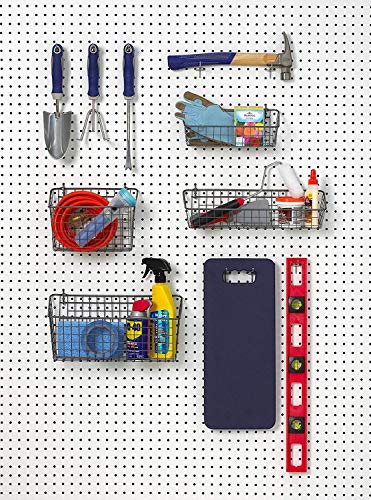 Spectrum Diversified Medium Pegboard & Wall, Wire Slatwall & Pegboard Mount Basket, 16.25"L x 4.5"W, Industrial Gray