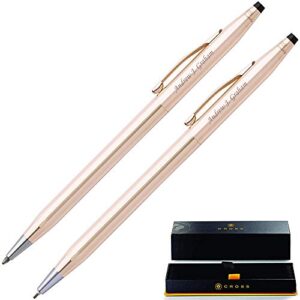 gold cross pen set | engraved/personalized cross classic century 14 karat gold plated pen and pencil gift set. custom engraved and shipped in 1 business day.