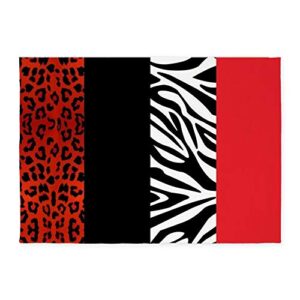 cafepress red leopard and zebra animal print 5'x7'area rug decorative area rug, 7'x5' throw rug