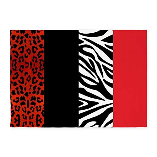 CafePress Red Leopard and Zebra Animal Print 5'X7'Area Rug Decorative Area Rug, 7'x5' Throw Rug