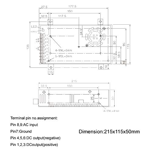 400W 60V Switch Power Supply, DC Power S-400-60 6.6A for CNC Router Single Output Foaming Mill Cut Engraver Plasma