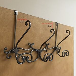 Headbourne 16-Inch Over The Door Metal Rail/Coat Rack with 3 Double Hooks and Antique Bronze Finish