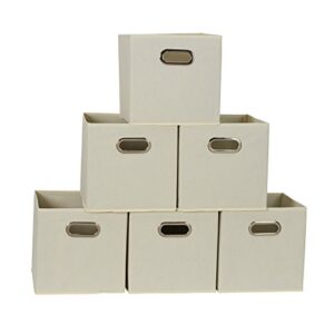 household essentials 82-1 foldable fabric storage bins | set of 6 cubby cubes with handles | natural