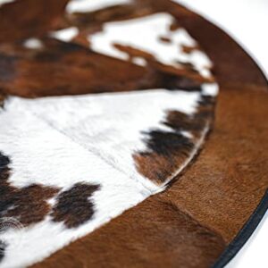 Genuine Round Cowhide Rug Rodeo Star Patchwork 40" Area Rug